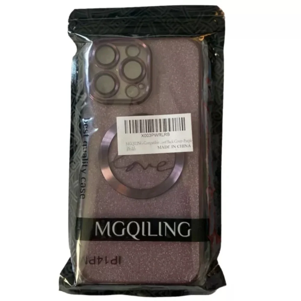 Magnetic Glitter purple Love Heart Case For iPhone 14 Pro Max Shockproof